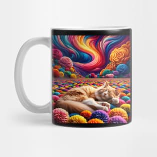 Dreamy Catnap in Blossom Paradise: Vibrant Floral Fantasy Mug